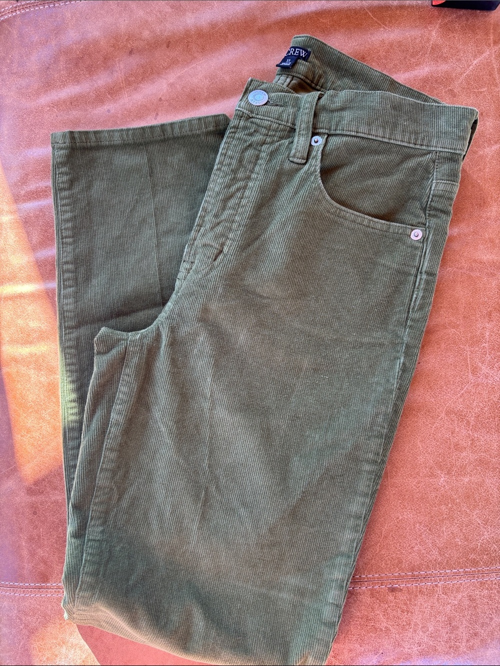 J. Crew Olive Corduroy Straight-Leg Pants